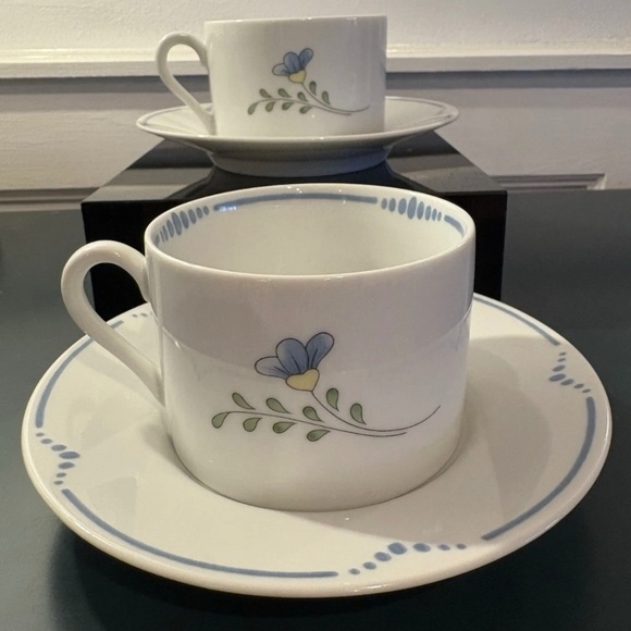 ‘Dijon’ Fitz & Floyd Blue Flower Cup and Sauce (set 2) VTG Japan - Picture 1 of 6